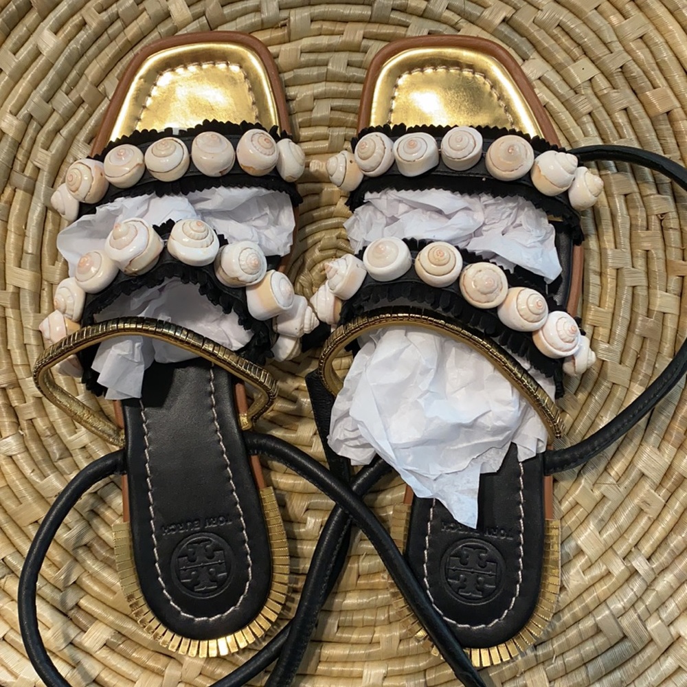 Tory Burch Sinclair Seashell Ankle Wrap Sandal - Picture 10 of 16